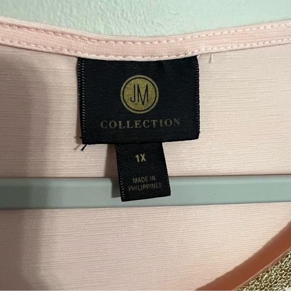 JM Collection Peach Metallic Keyhole Top size 1X - Picture 5 of 8
